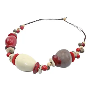 Red and White Tagua Necklace