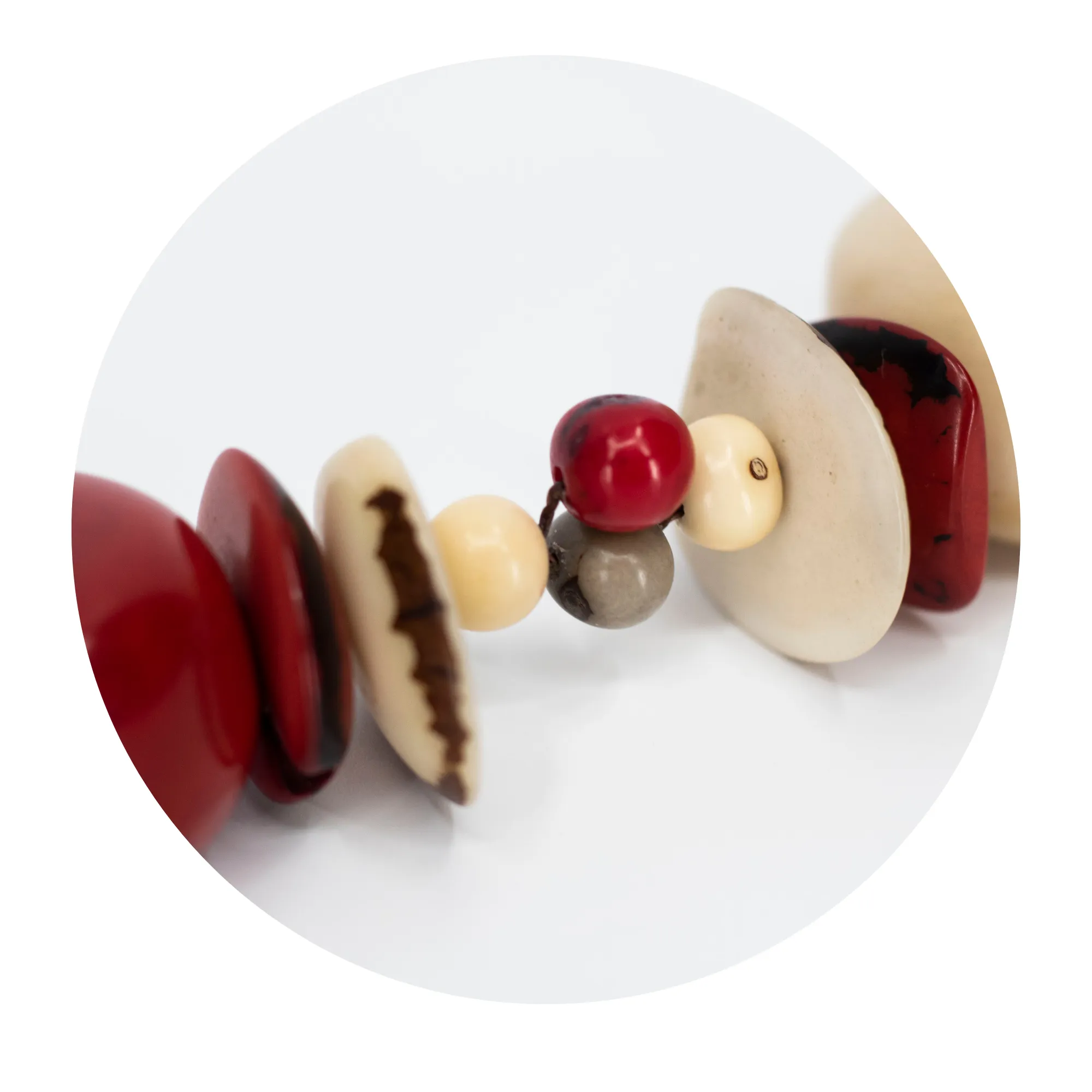 Red and White Tagua Necklace