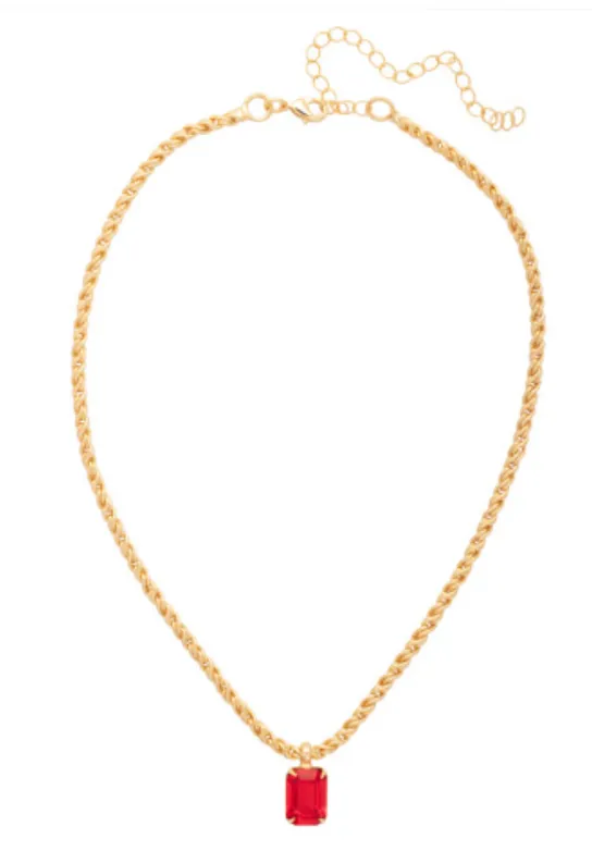 Red Carpet Emerald Rope Chain Pendant Necklace