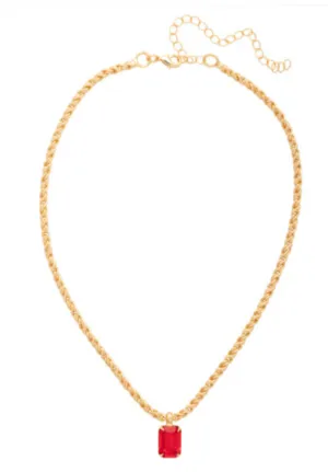 Red Carpet Emerald Rope Chain Pendant Necklace