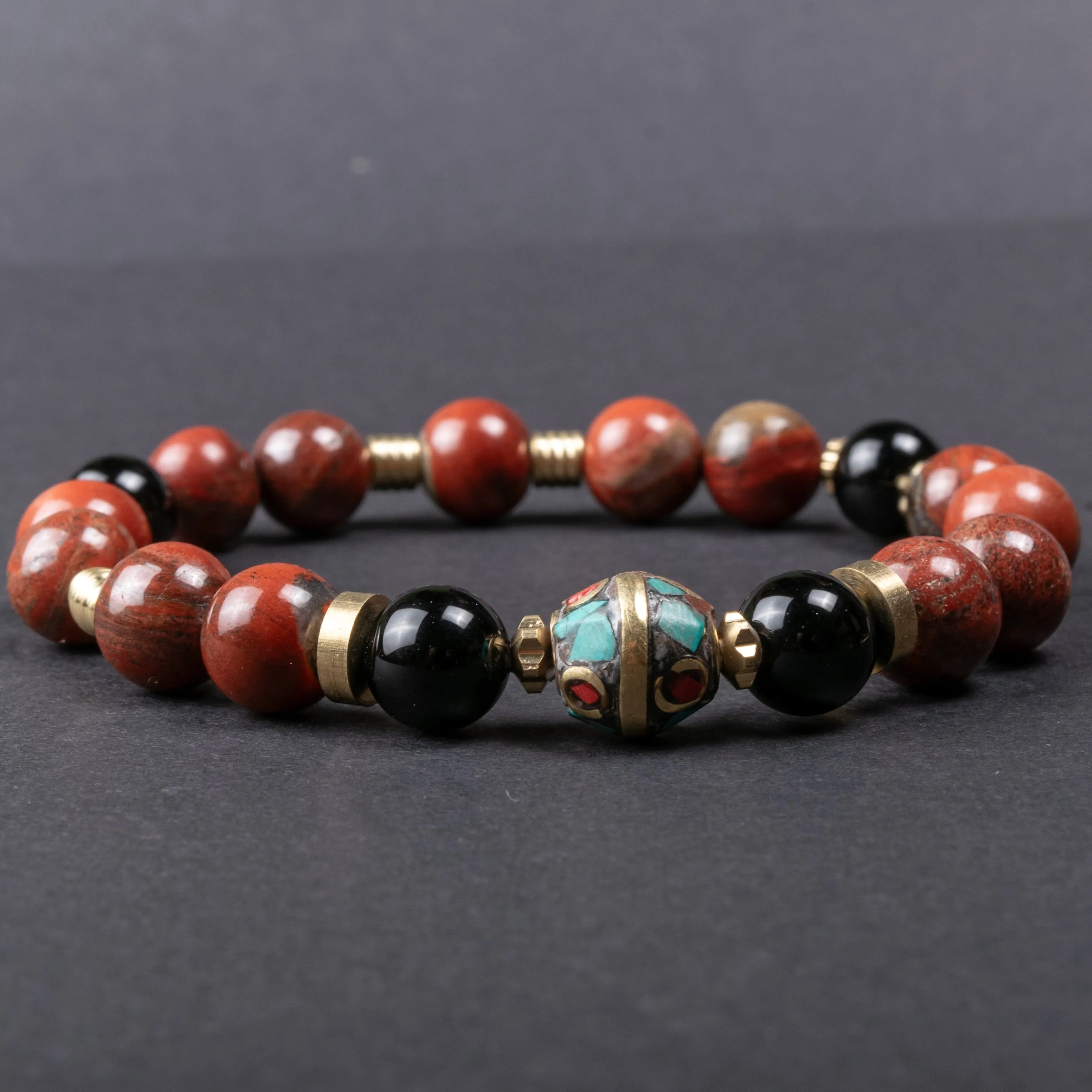 Red Jasper & Onyx Determination Bracelet