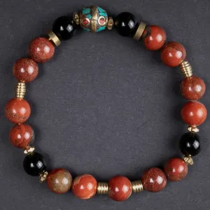 Red Jasper & Onyx Determination Bracelet