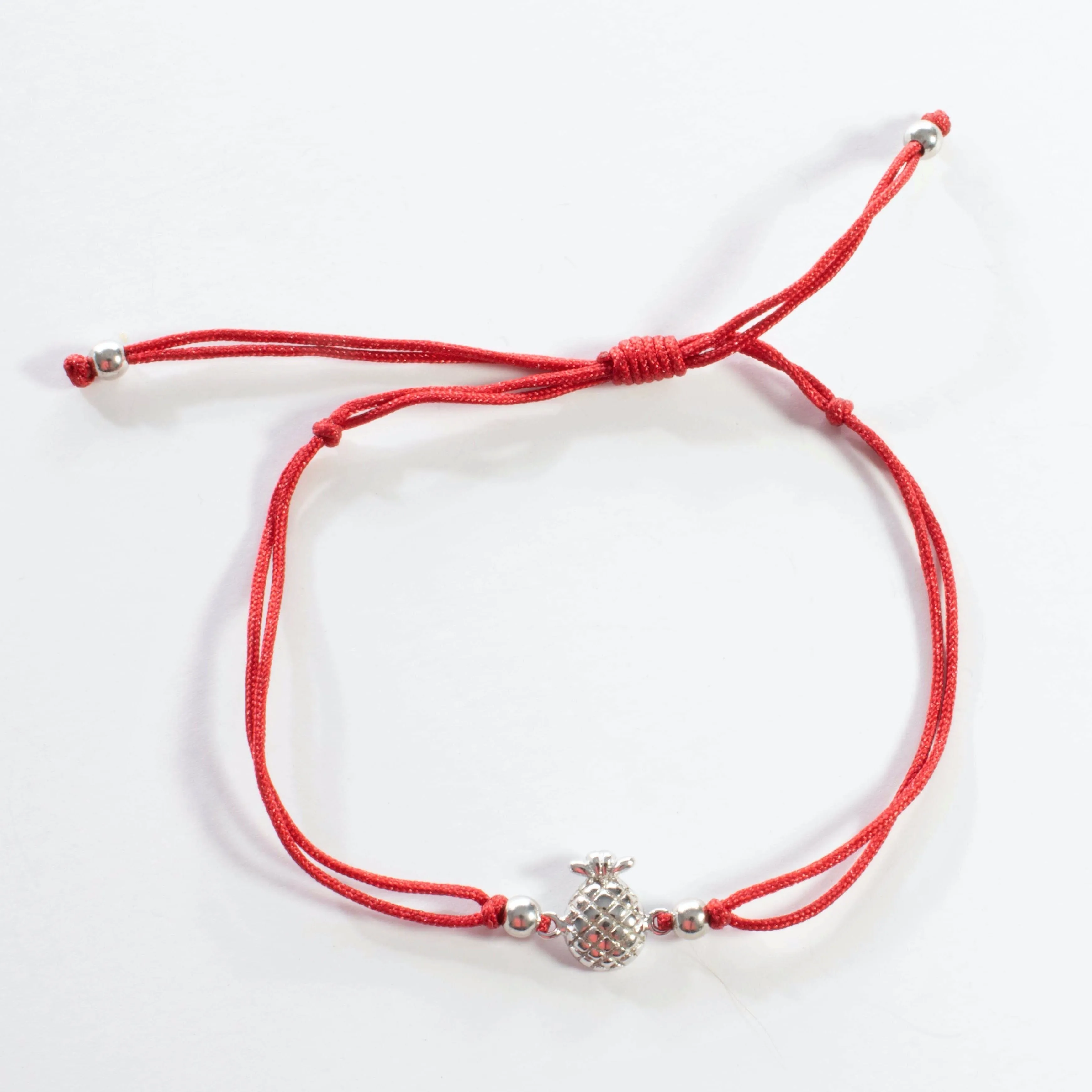Red String Pineapple Bracelet - Gold or Silver