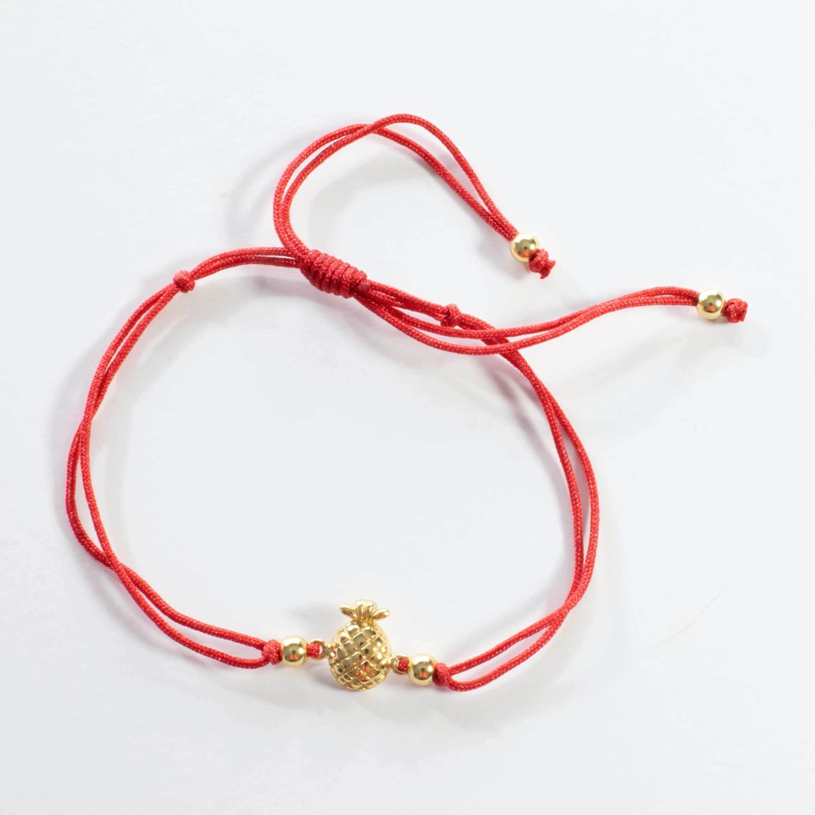 Red String Pineapple Bracelet - Gold or Silver