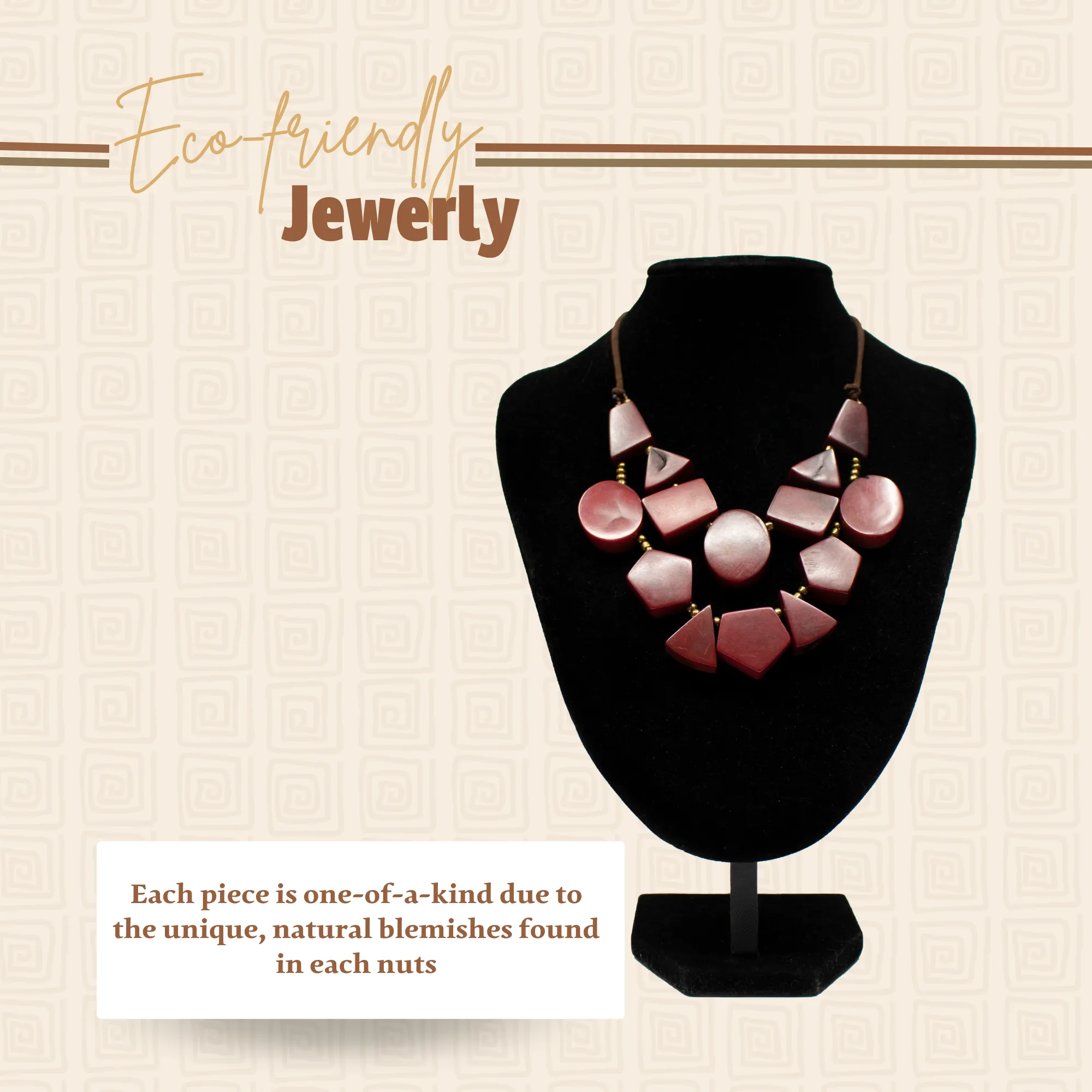 Red Tagua Geometric Necklace