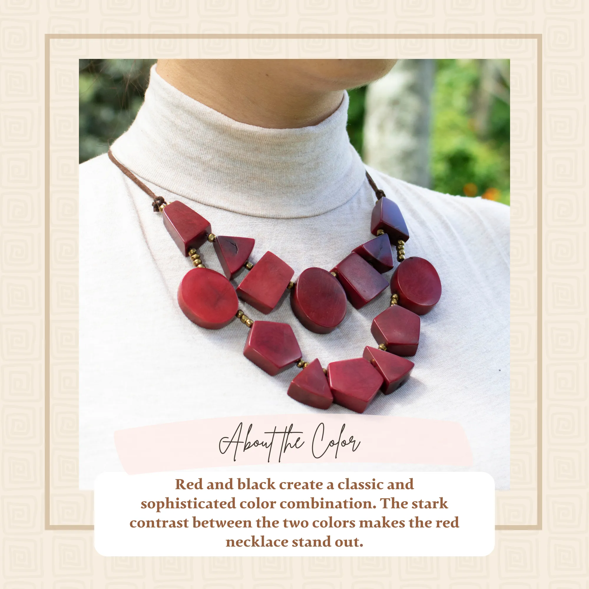 Red Tagua Geometric Necklace