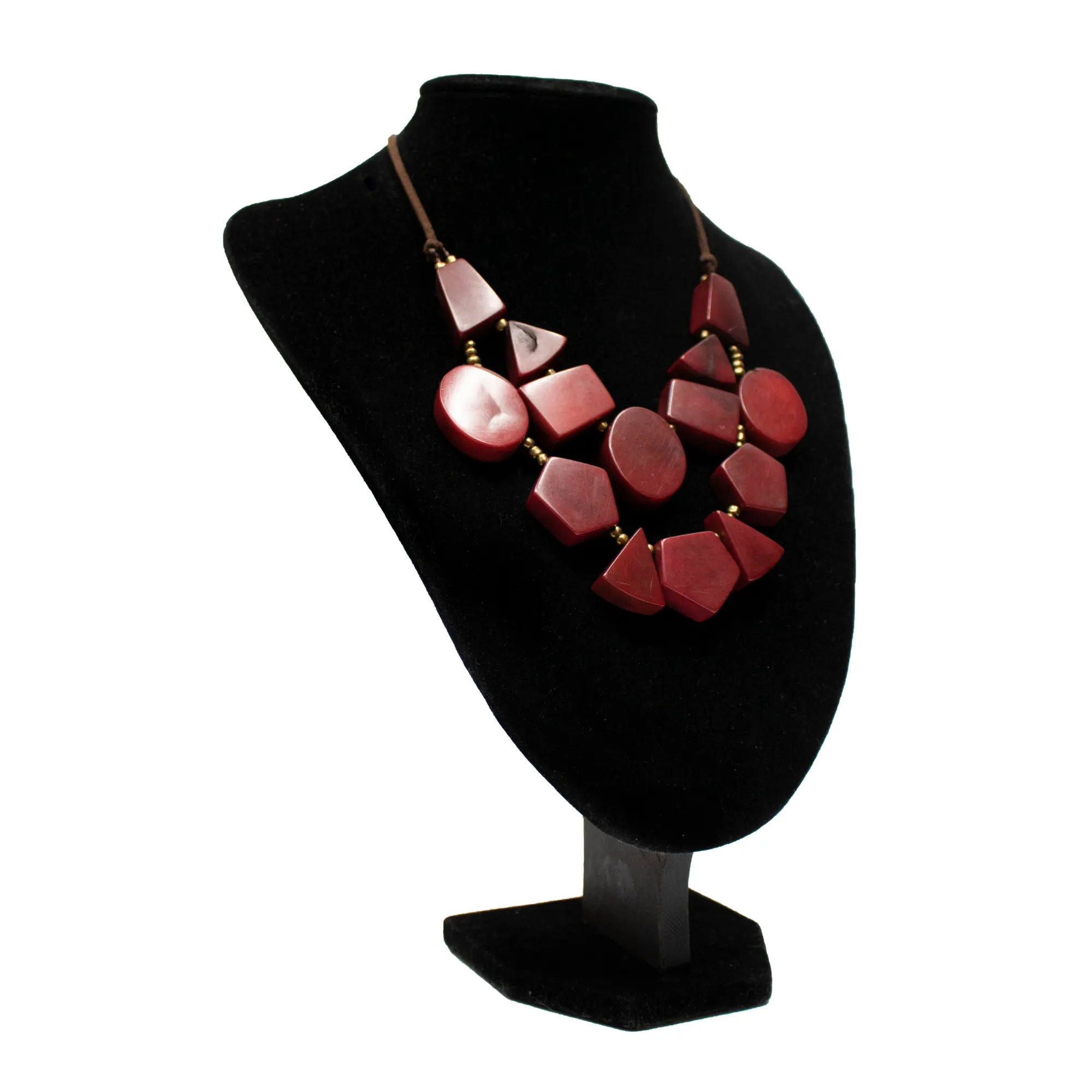Red Tagua Geometric Necklace