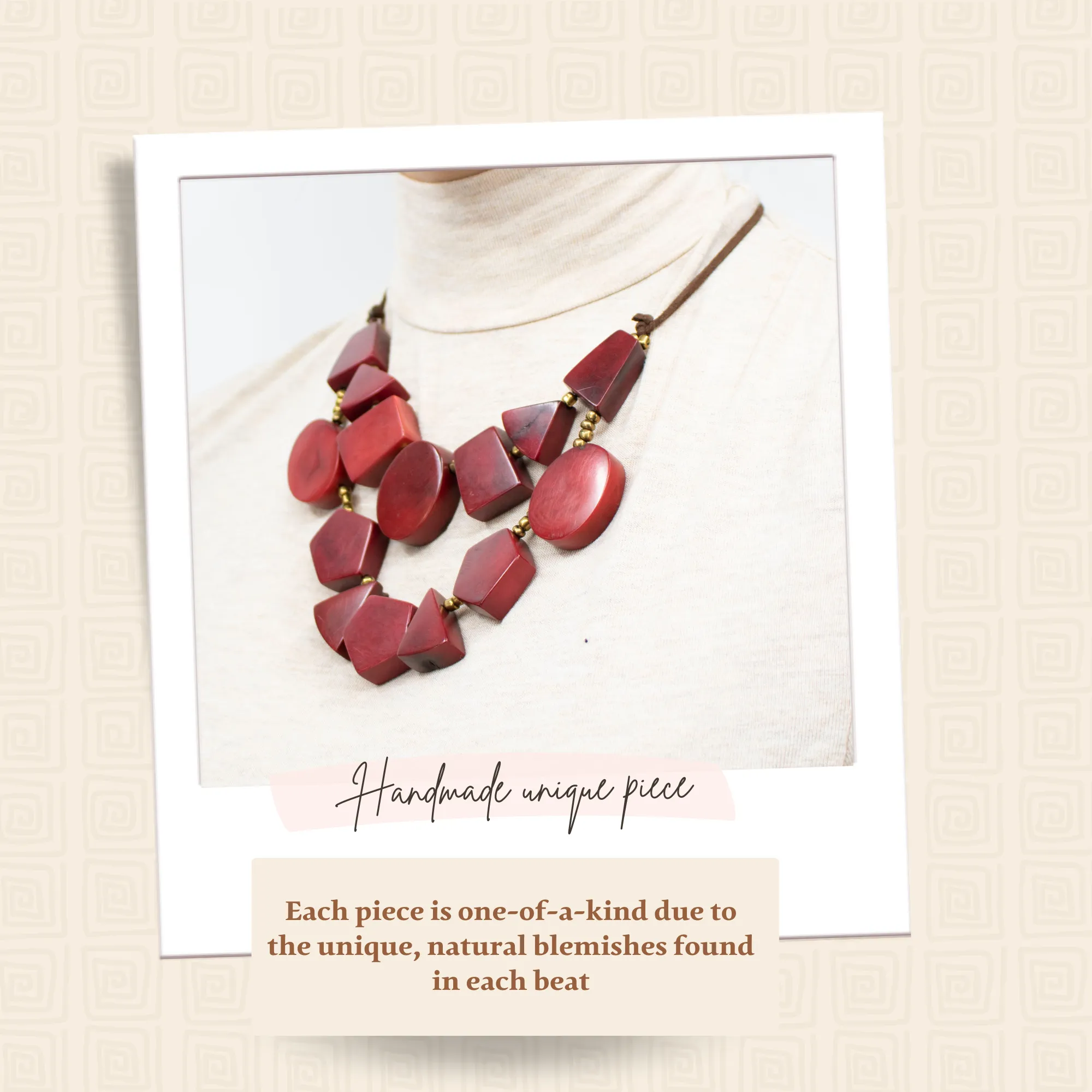 Red Tagua Geometric Necklace