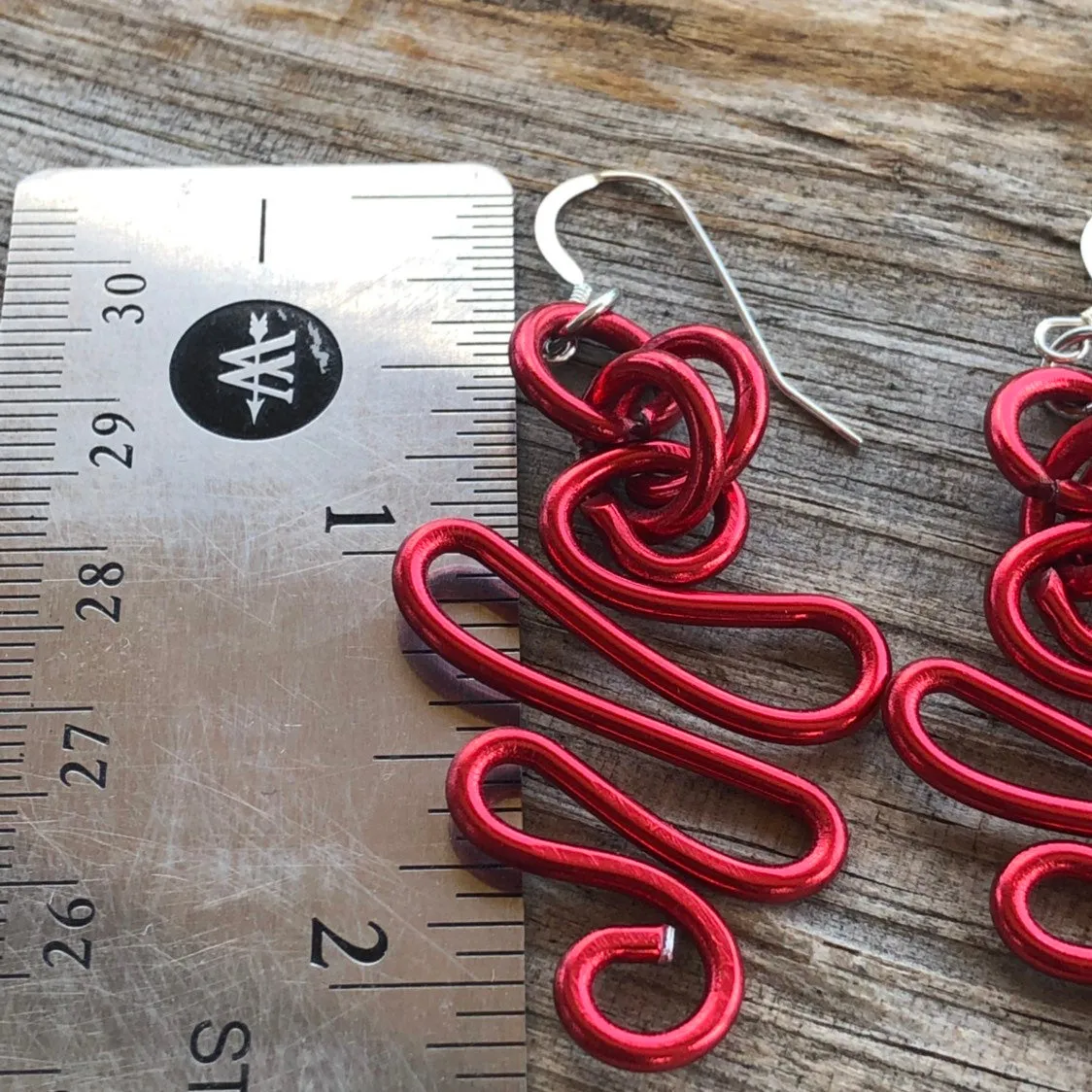Red Zig Zag aluminum wire earrings with sterling silver earwire
