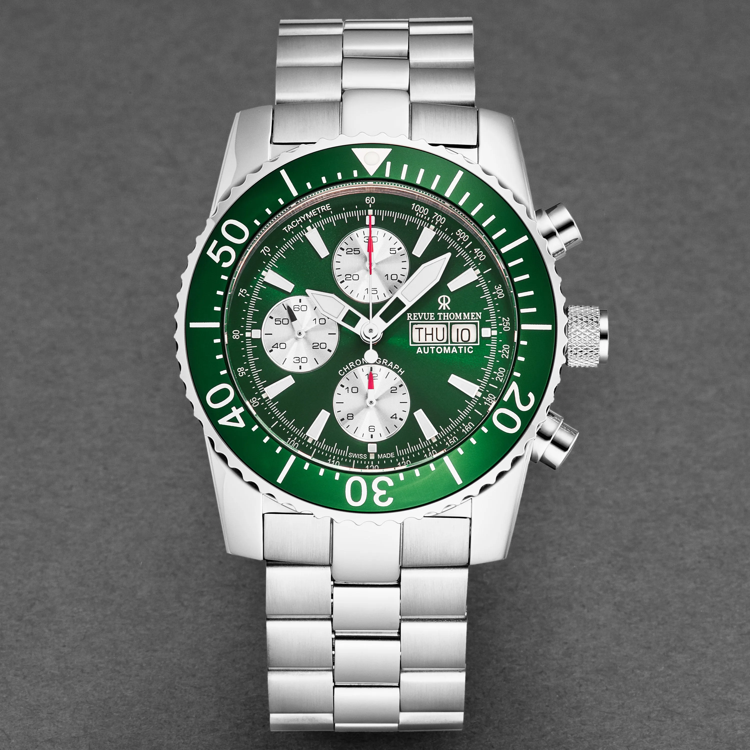 Revue Thommen Men's 17030.6131 'Divers' Green Dial Day-Date Chronograph Automatic Watch