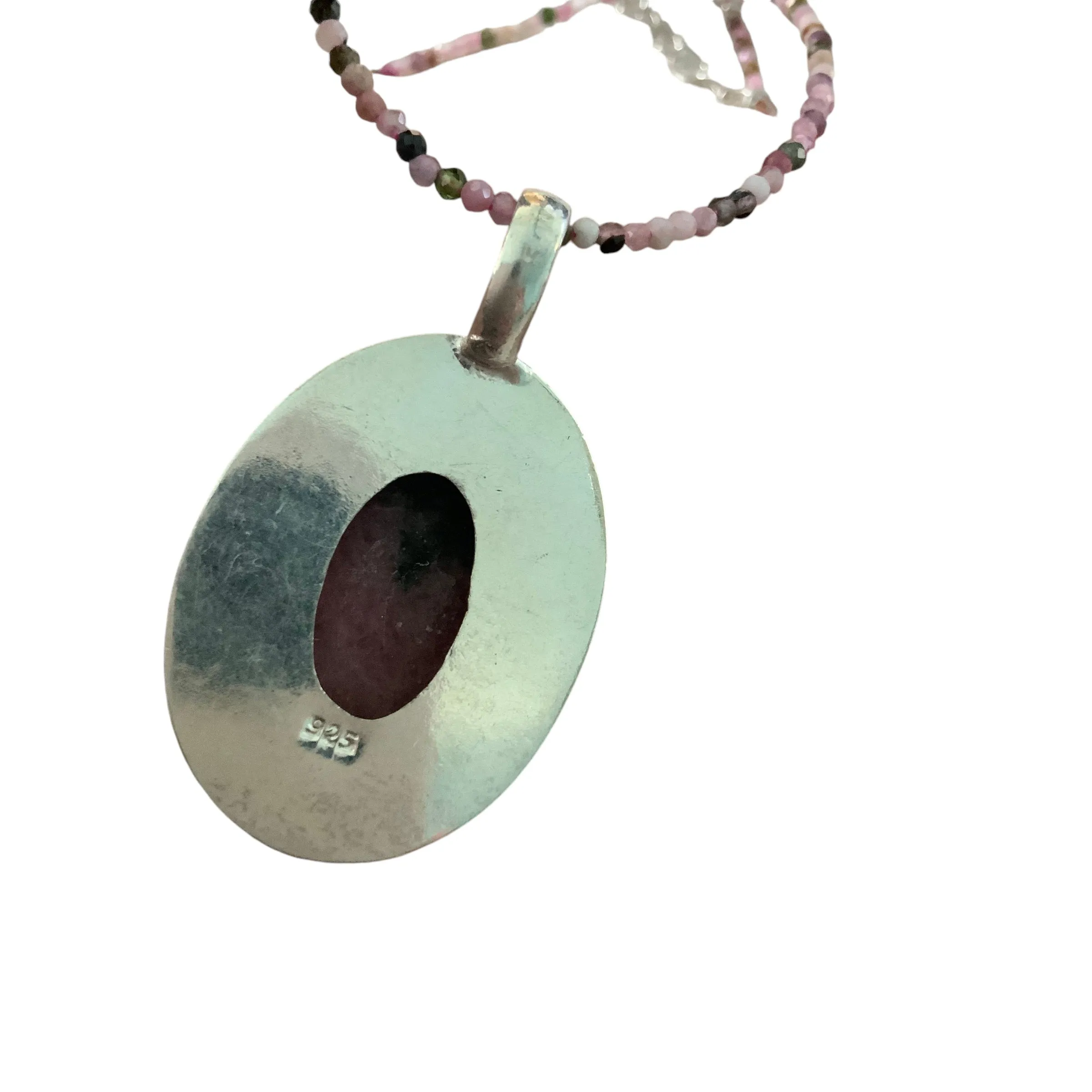 Rhodonite Solid 925 Sterling Silver Pendant Necklace