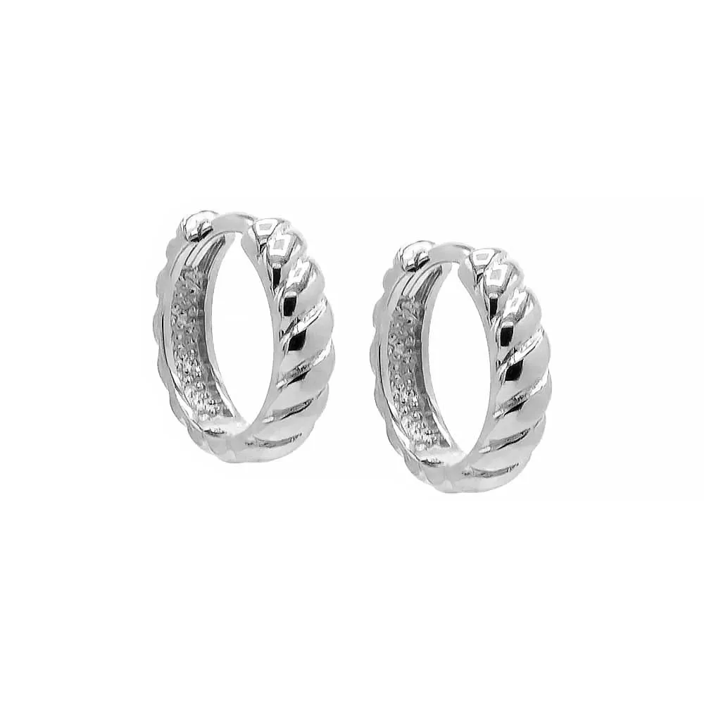 Ribbed Huggie Earring 14K