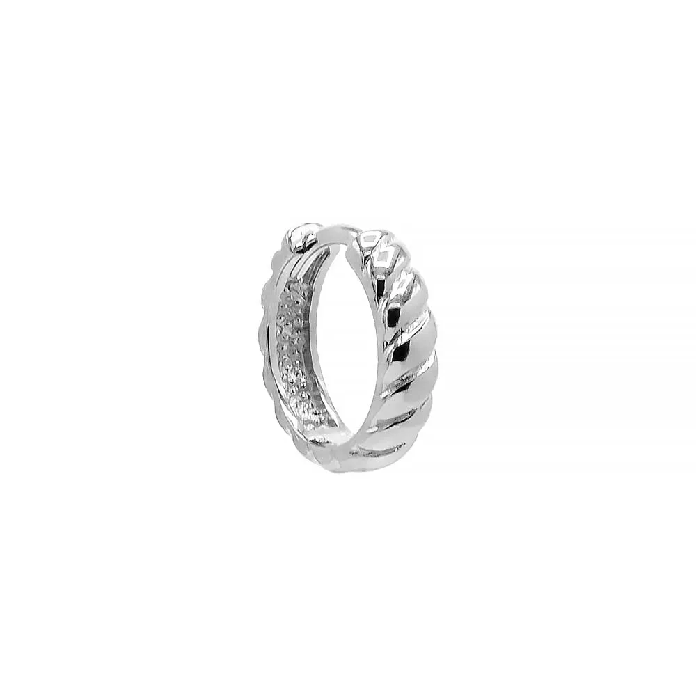 Ribbed Huggie Earring 14K