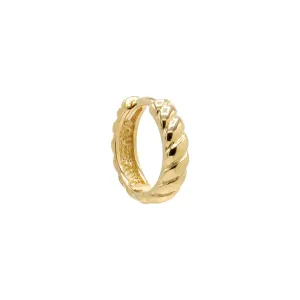 Ribbed Huggie Earring 14K