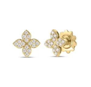 Roberto Coin 18k Yellow Gold Diamond Flower Earrings