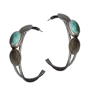 Rosary Coin Hoop Earrings