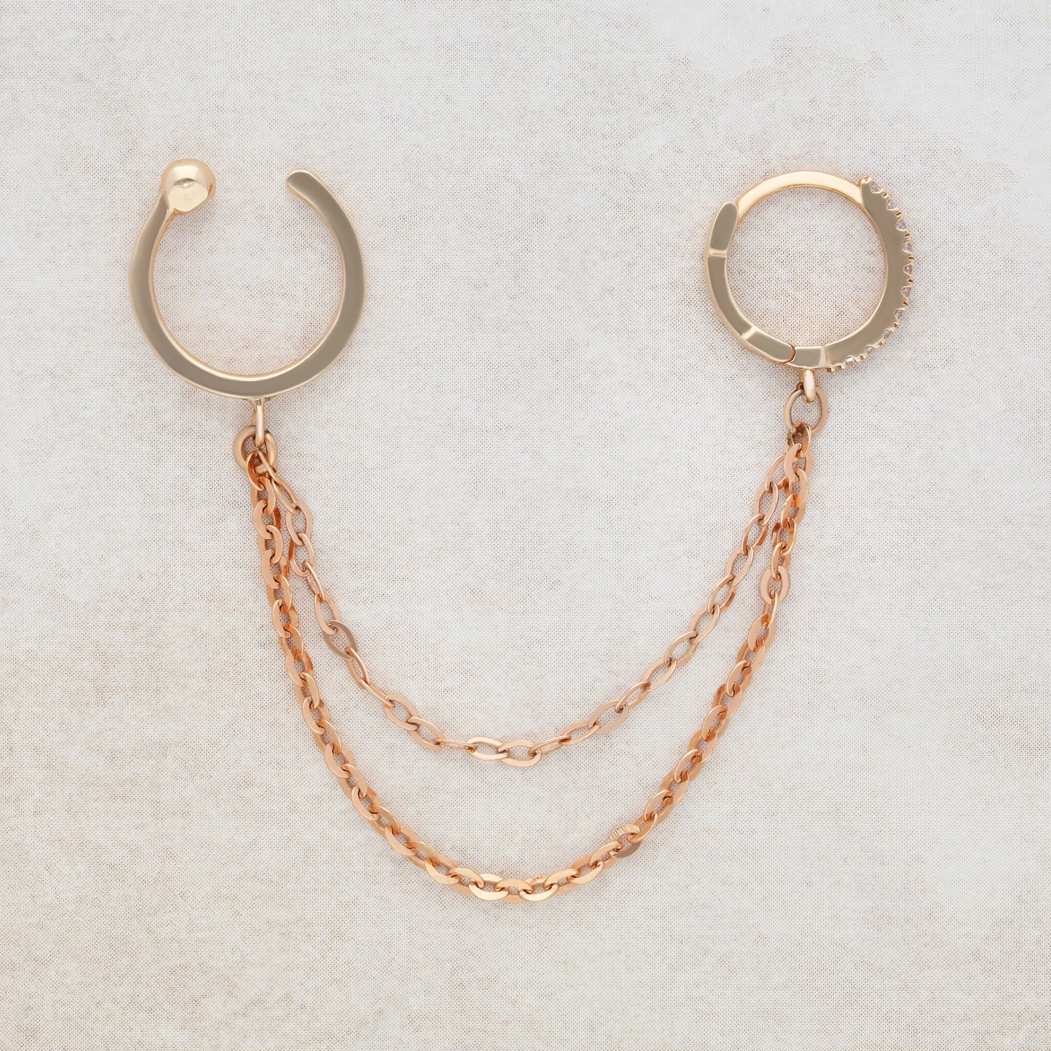 Rose Gold Chunky Curb Chain Hoop and Cuff