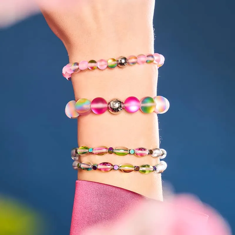 Rose Petal | Silver | Mermaid Glass Statement Bracelet