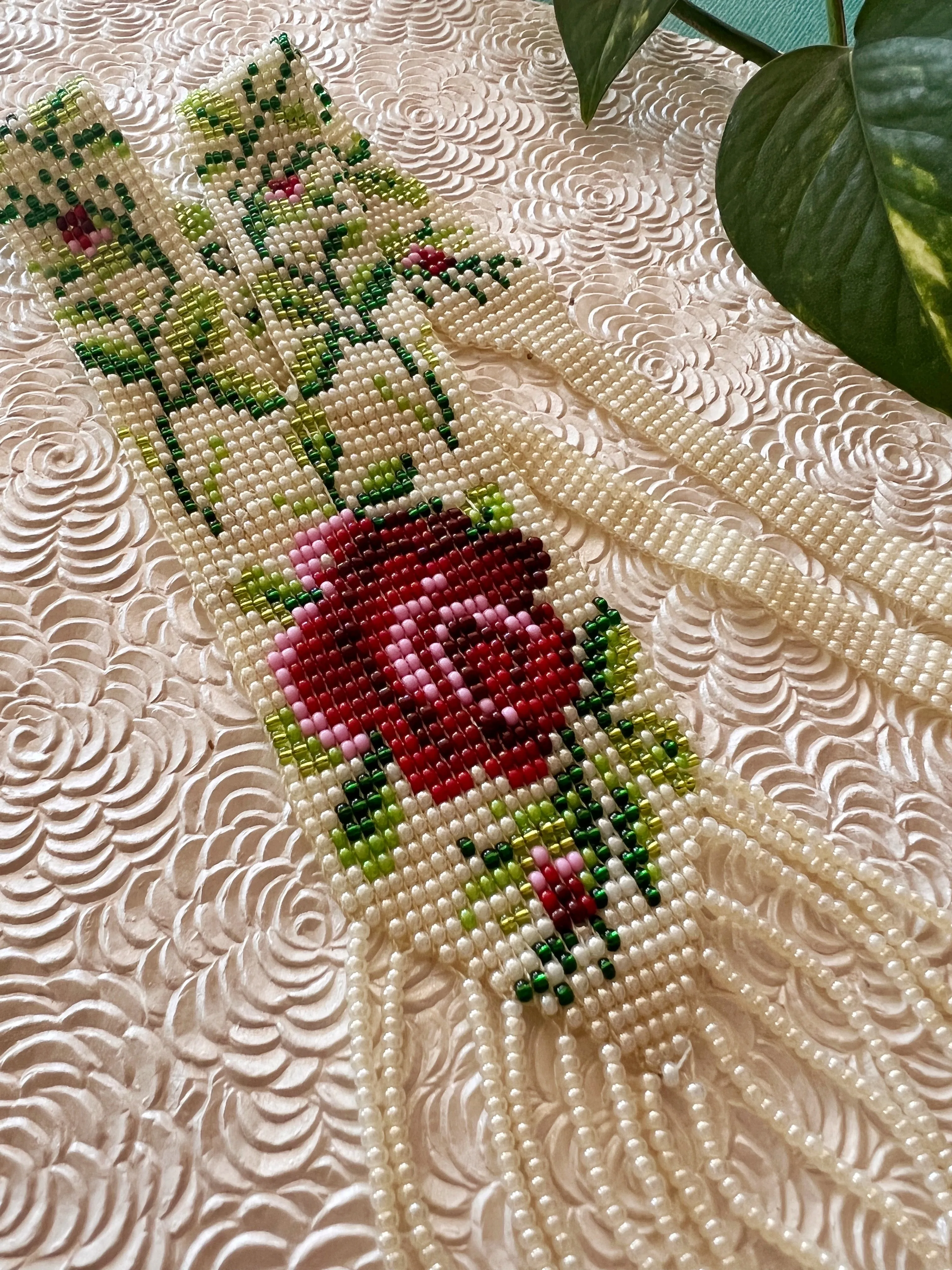 Roses Long Glass Bead Statement Necklace