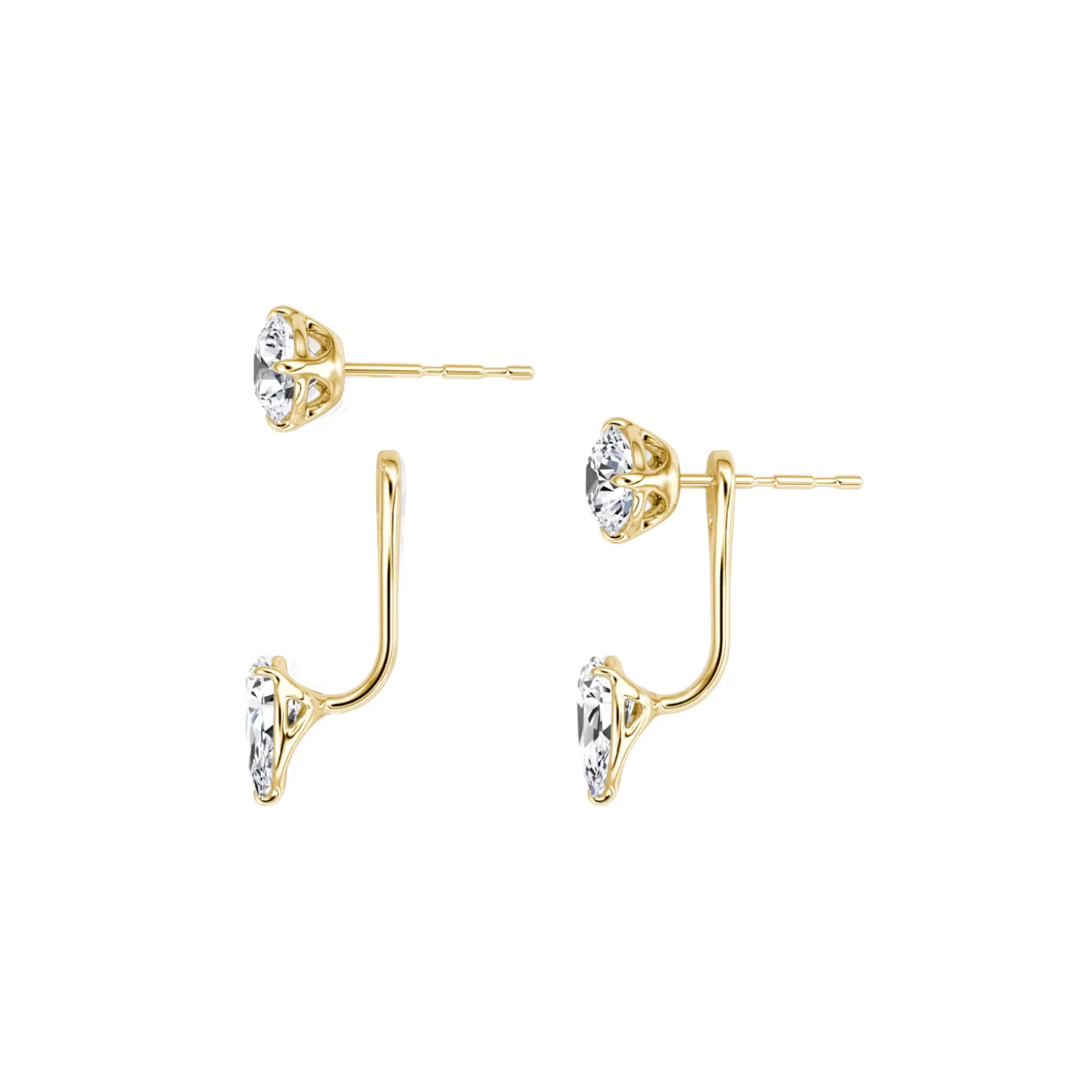 Round and Pear Cut Diamond Stud and Ear Jacket Earrings
