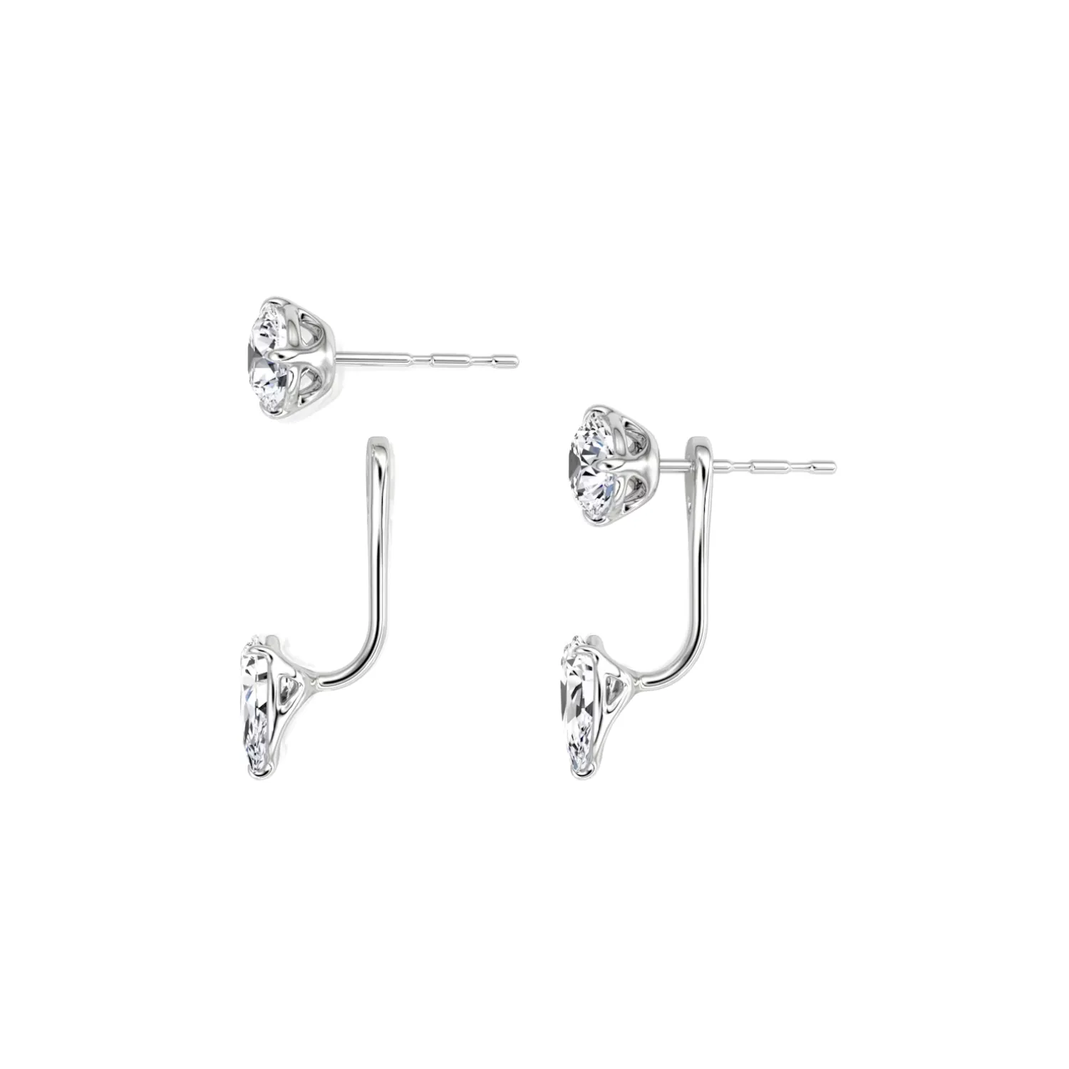 Round and Pear Cut Diamond Stud and Ear Jacket Earrings