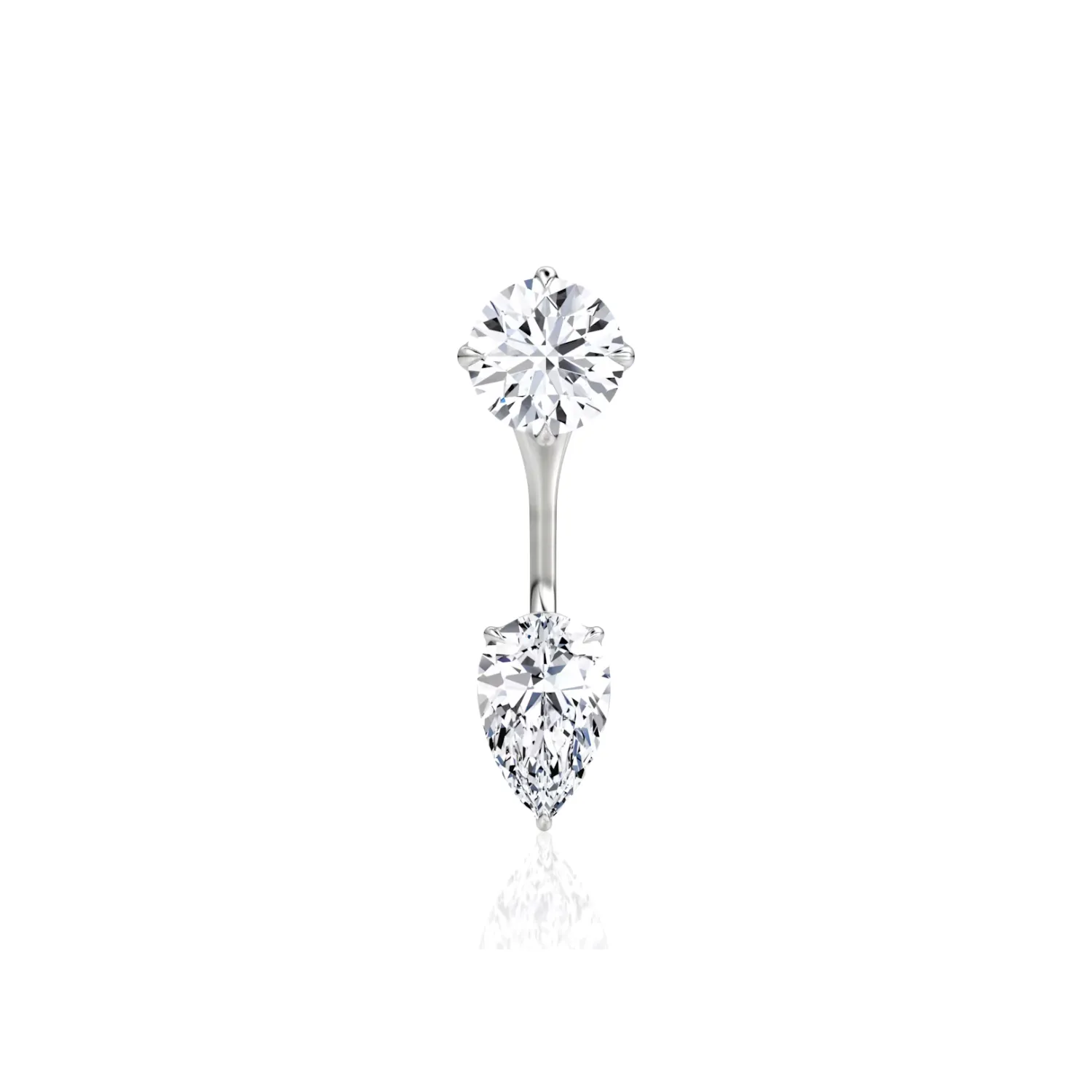 Round and Pear Cut Diamond Stud and Ear Jacket Earrings