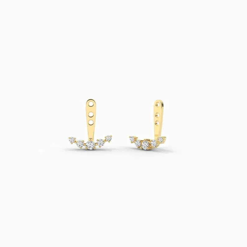 Round Cut Moissanite Diamonds Detachable Ear Jacket For Women
