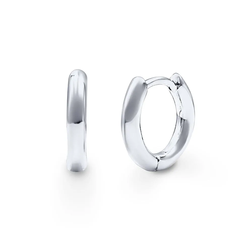 Round Tube Huggie Earrings in Sterling Silver