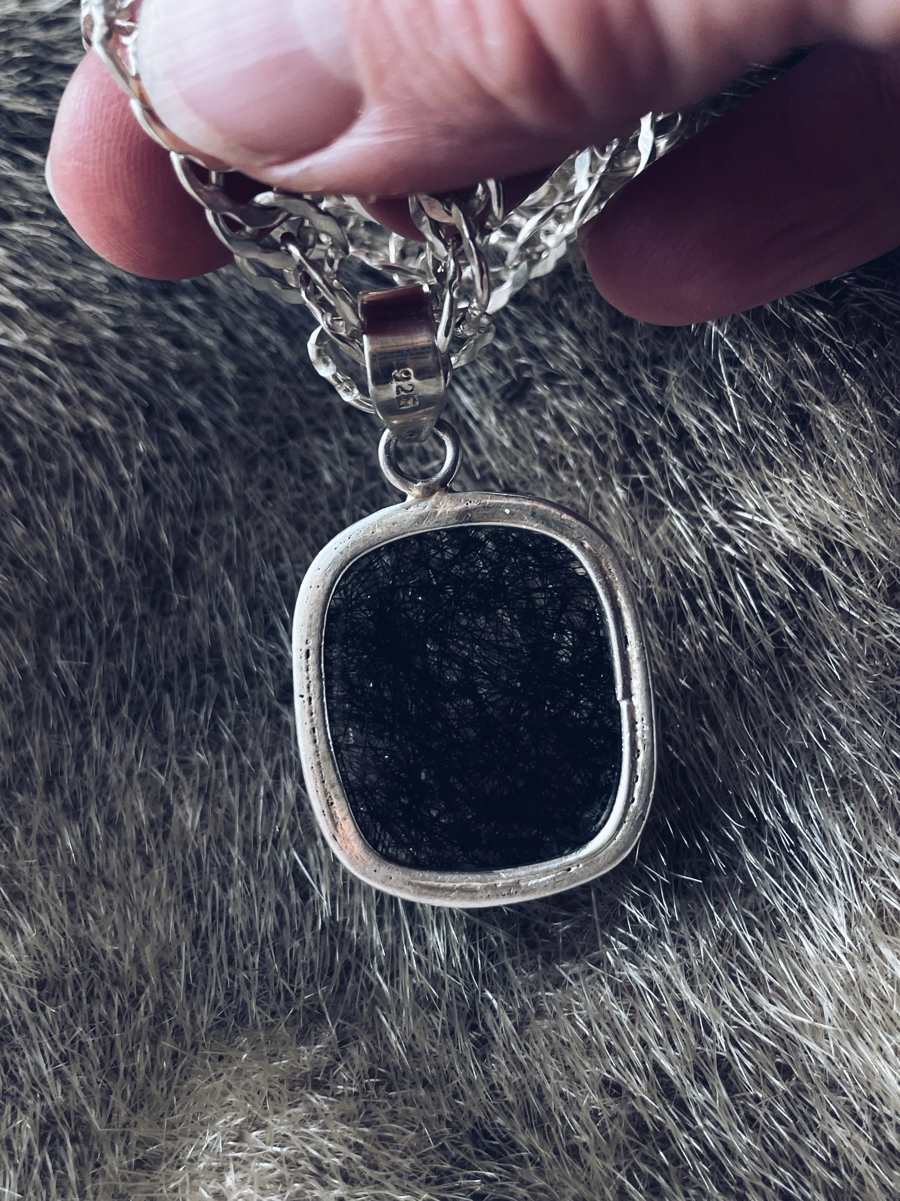 Rutilated QuartzPendant and Chain Necklace in Sterling Silver