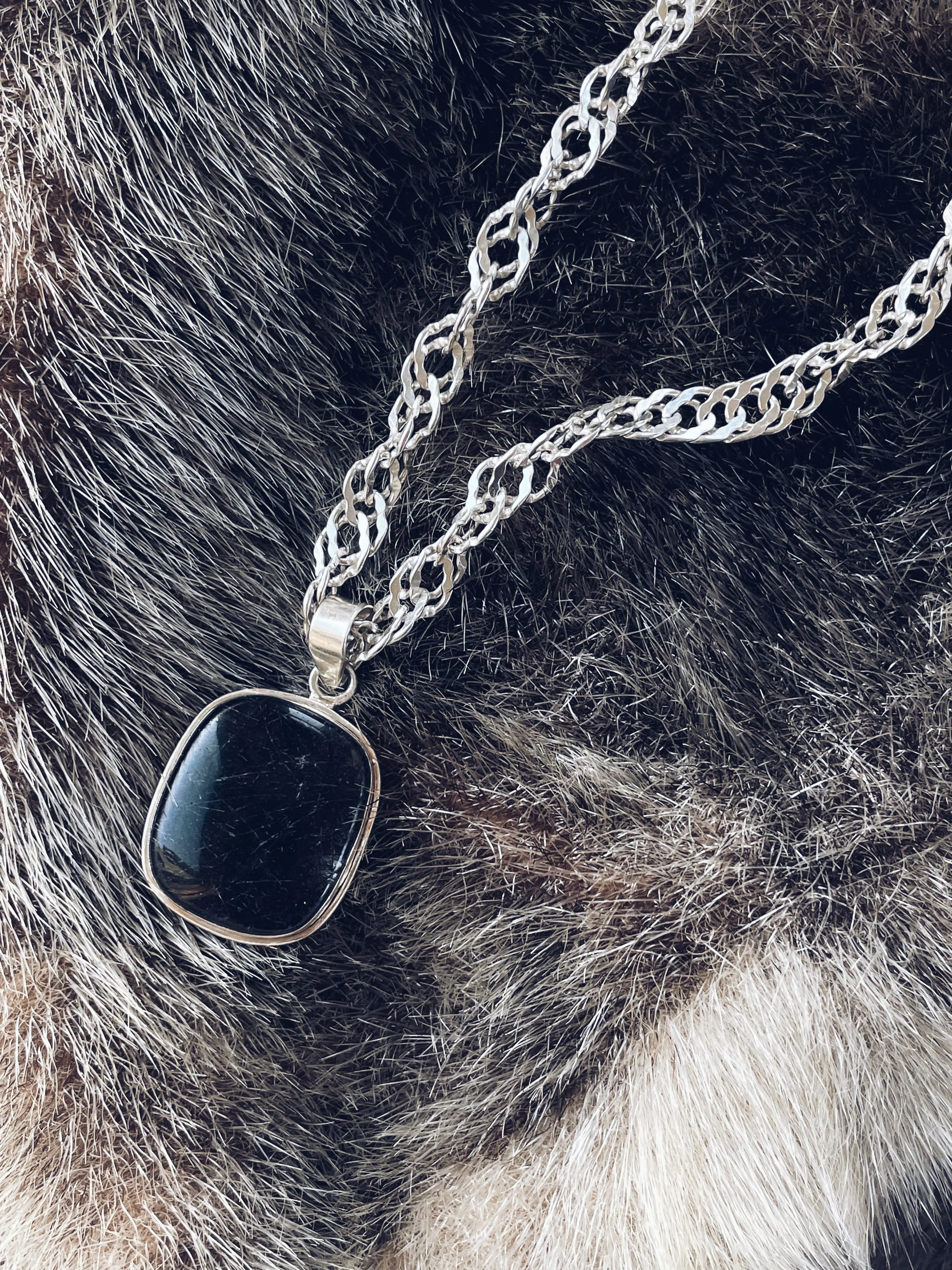 Rutilated QuartzPendant and Chain Necklace in Sterling Silver