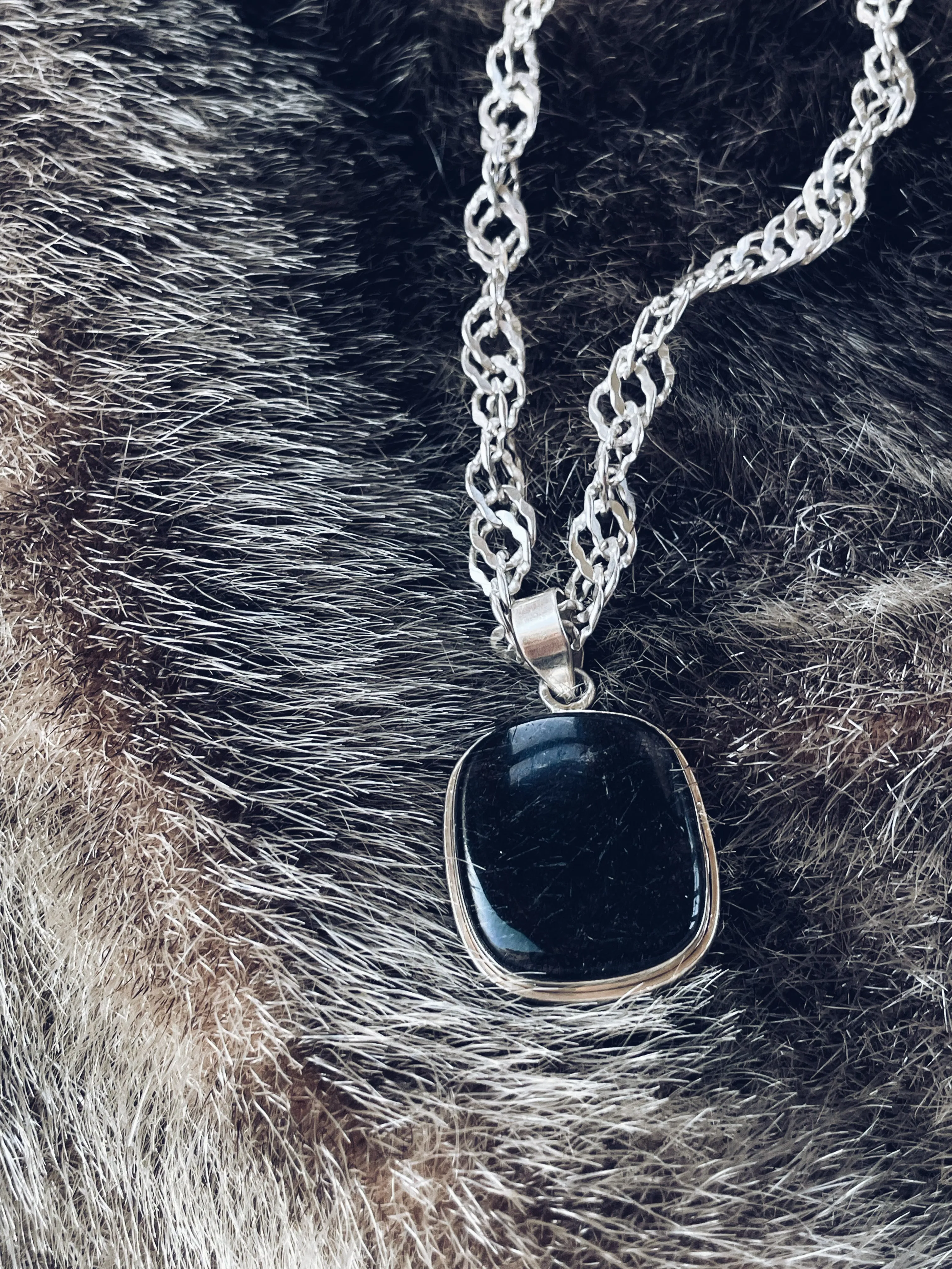 Rutilated QuartzPendant and Chain Necklace in Sterling Silver