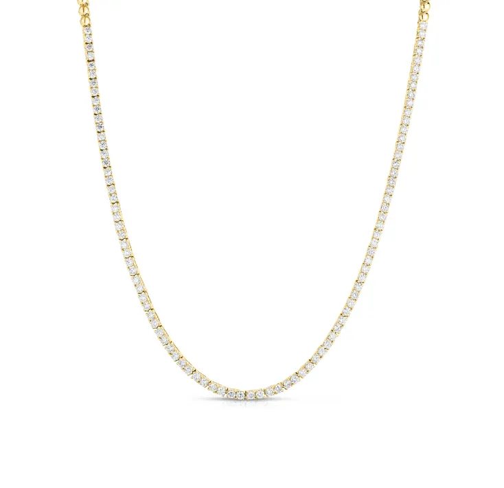 Sabel Collection Yellow Gold Beaded and Diamond Necklace