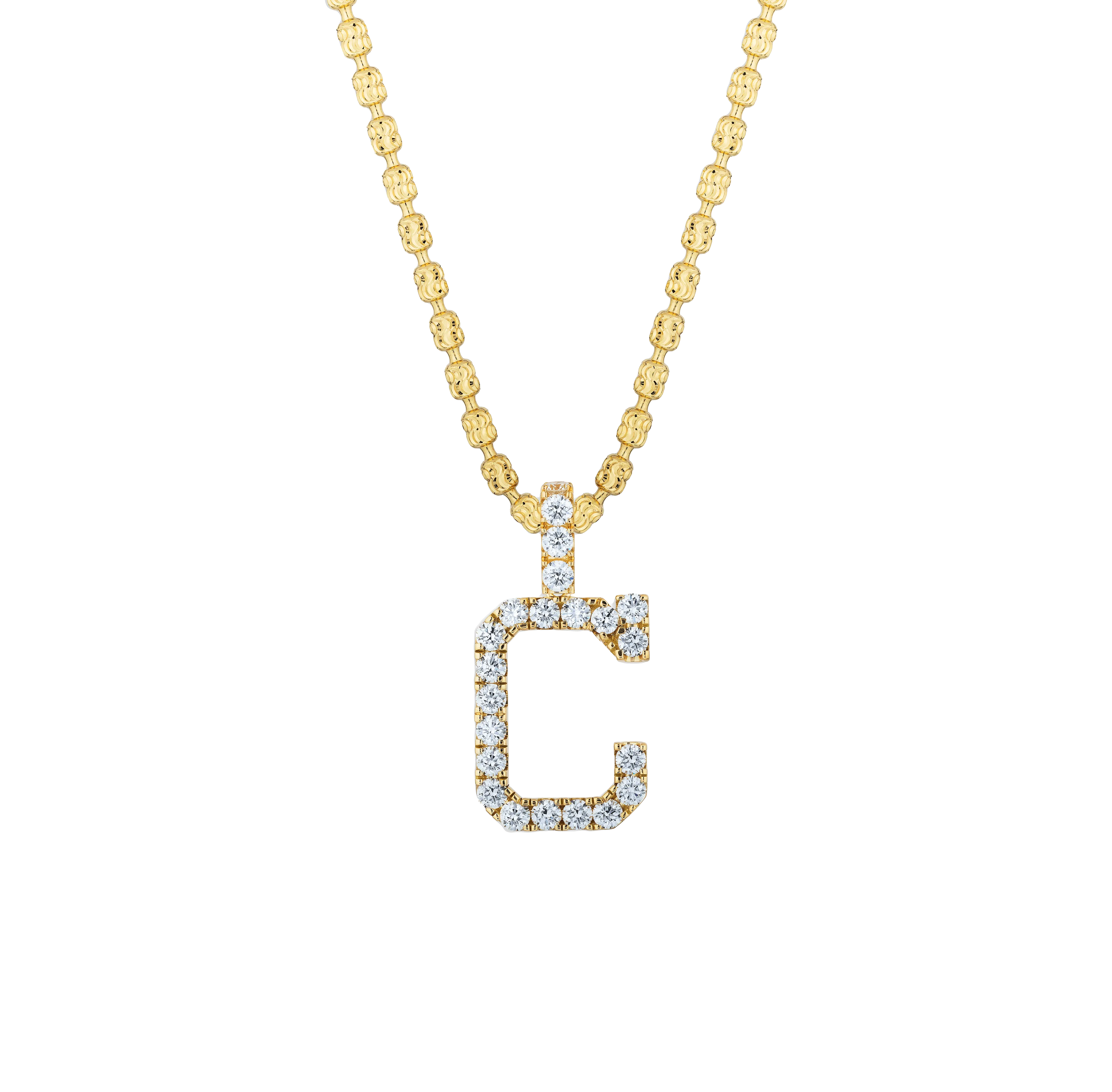 Sabel Collection Yellow Gold Diamond C Initial Pendant