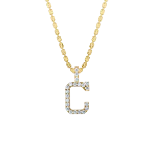 Sabel Collection Yellow Gold Diamond C Initial Pendant