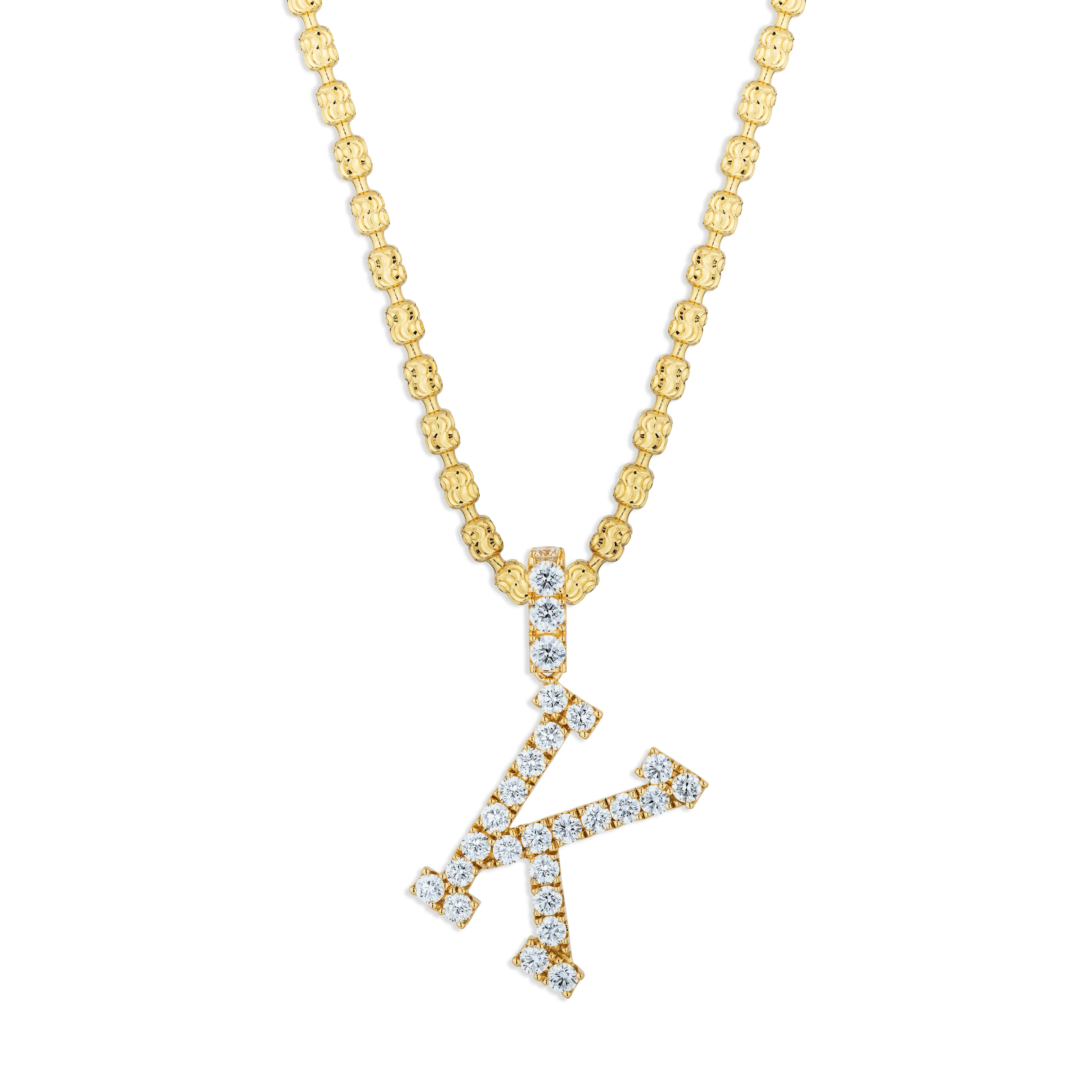 Sabel Collection Yellow Gold Diamond K Initial Pendant