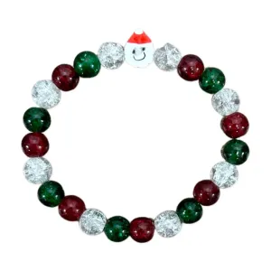 Santa with Red, Green & Clear Beaded Bracelet