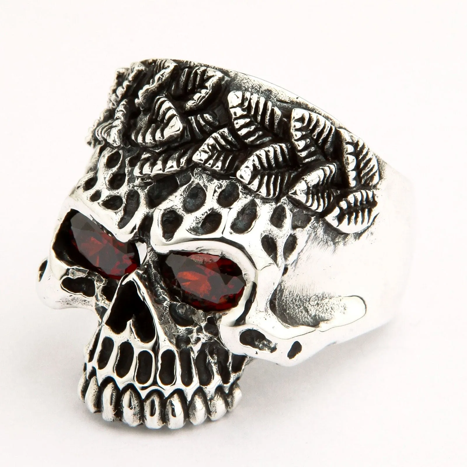 Savage Tribal Skull Sterling Silver Ring