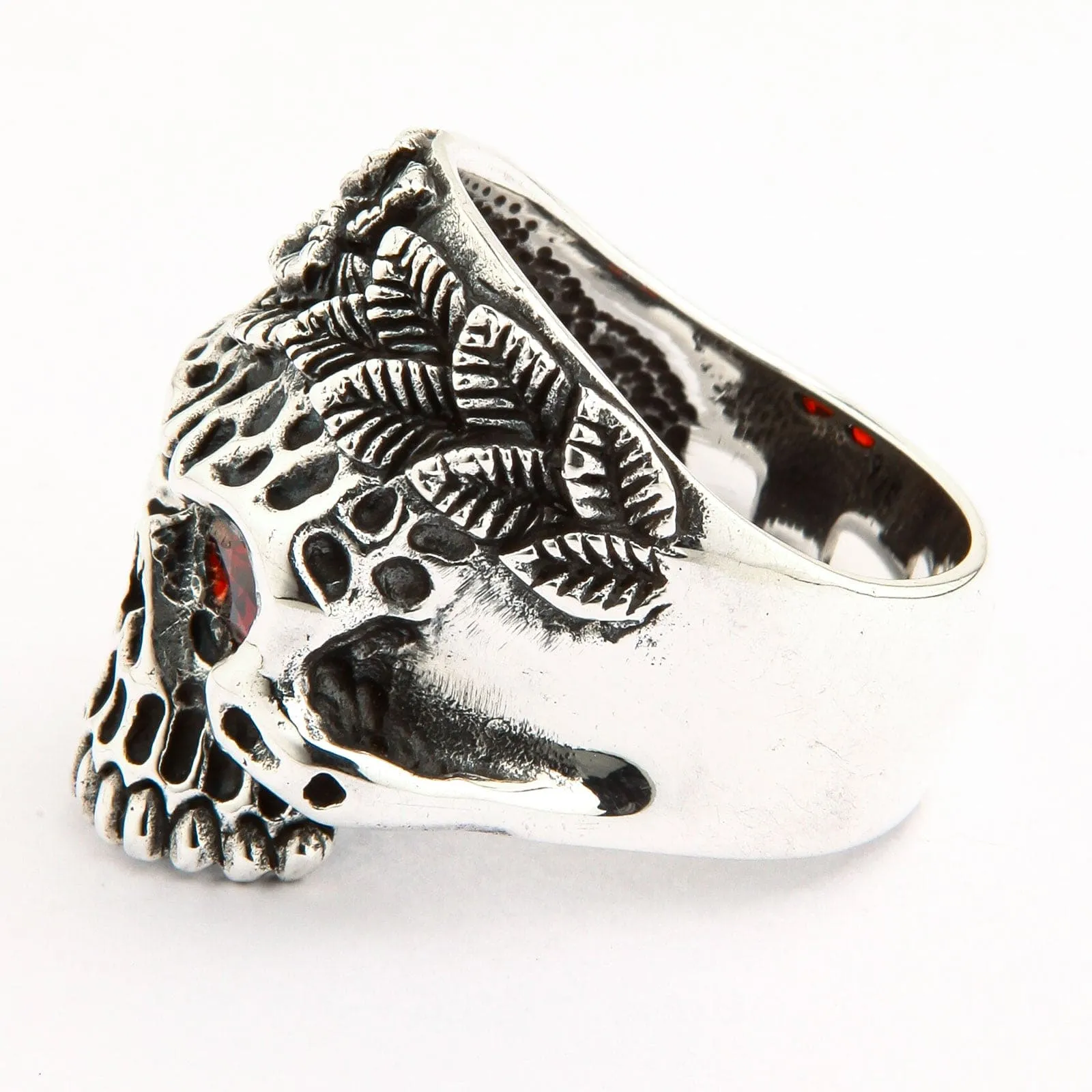 Savage Tribal Skull Sterling Silver Ring