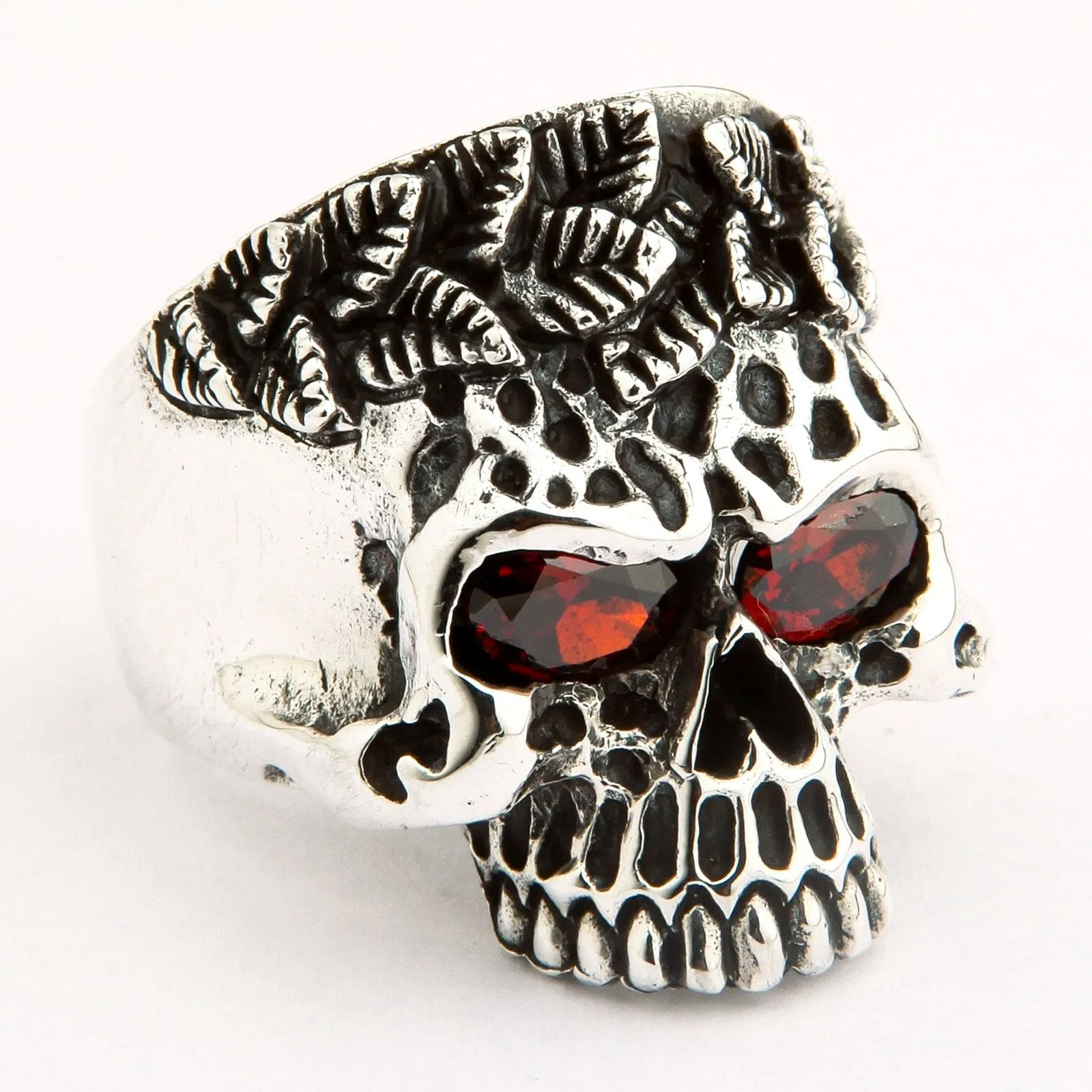 Savage Tribal Skull Sterling Silver Ring