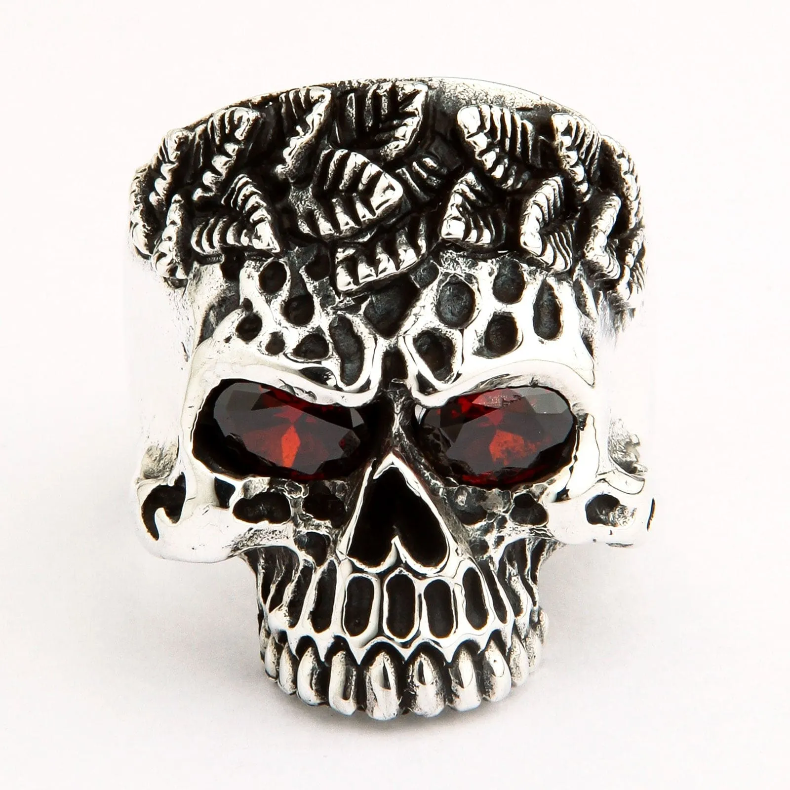 Savage Tribal Skull Sterling Silver Ring