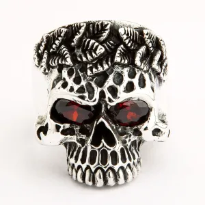 Savage Tribal Skull Sterling Silver Ring