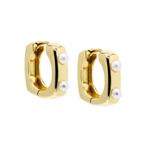 Scattered Pearl Square Huggie Earring