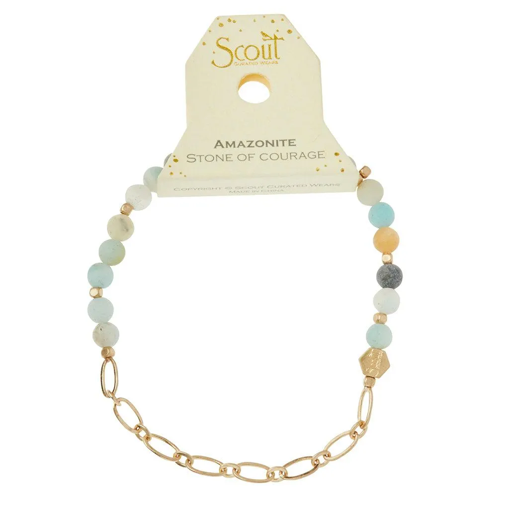 Scout Curated Wears Mini Stone with Chain Stacking Bracelet - Amazonite