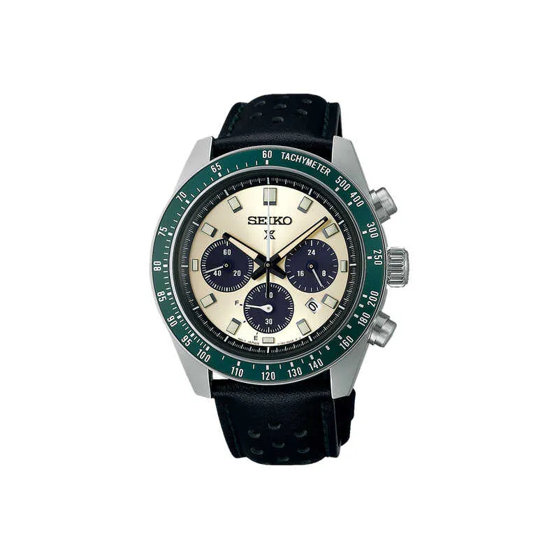 Seiko Prospex Speedtimer Men Solar Power Diver Watch SSC943P Black Stainless Steel Strap