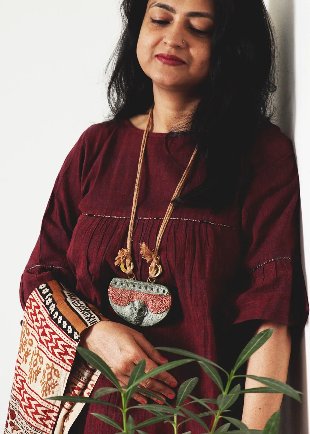 Semi Circle Tribal Mask Pendant