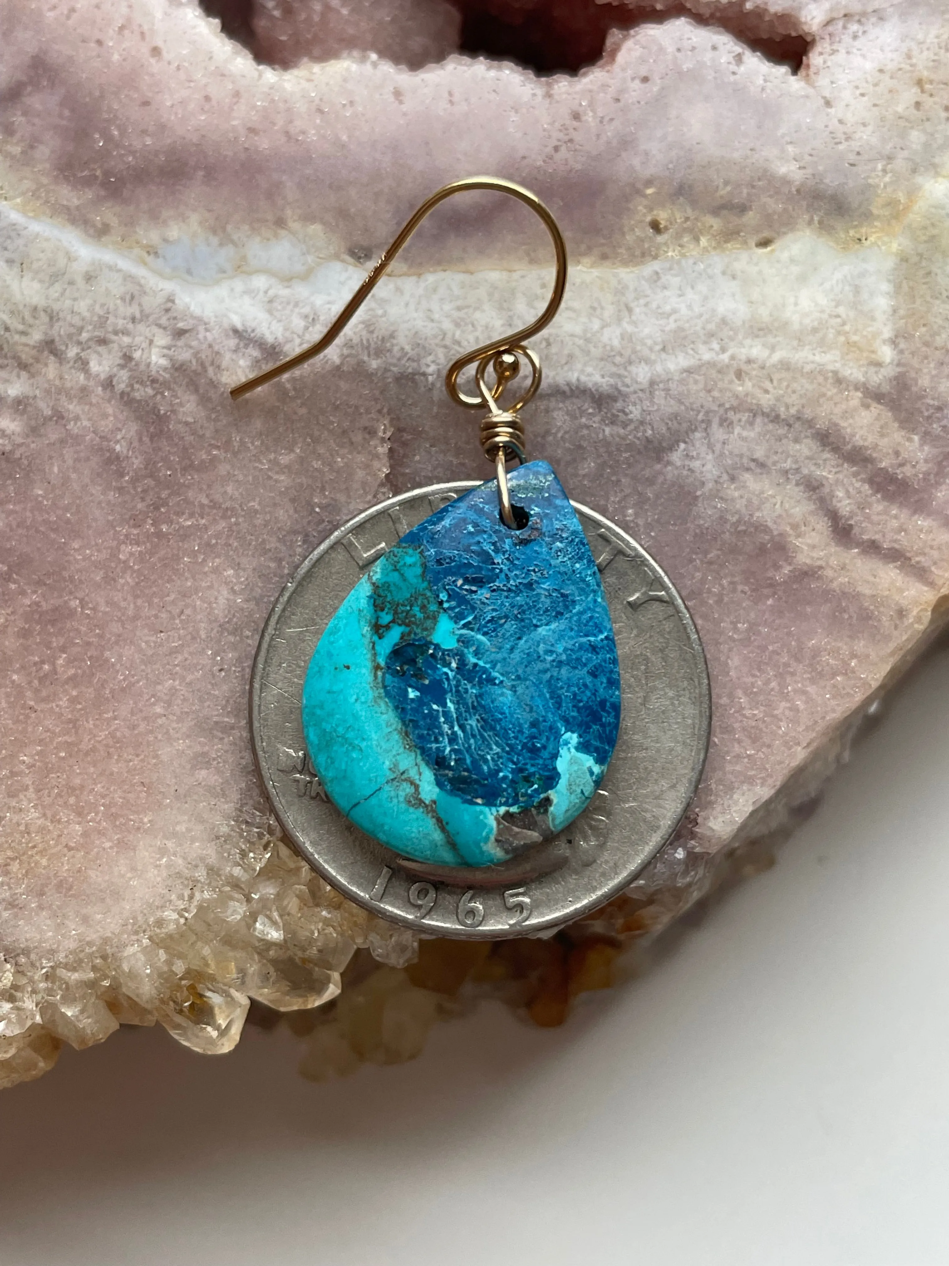 Shattuckite Earrings Gold Filled Earrings