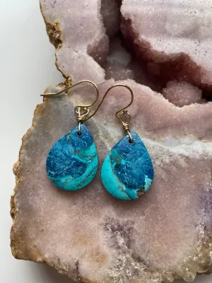 Shattuckite Earrings Gold Filled Earrings