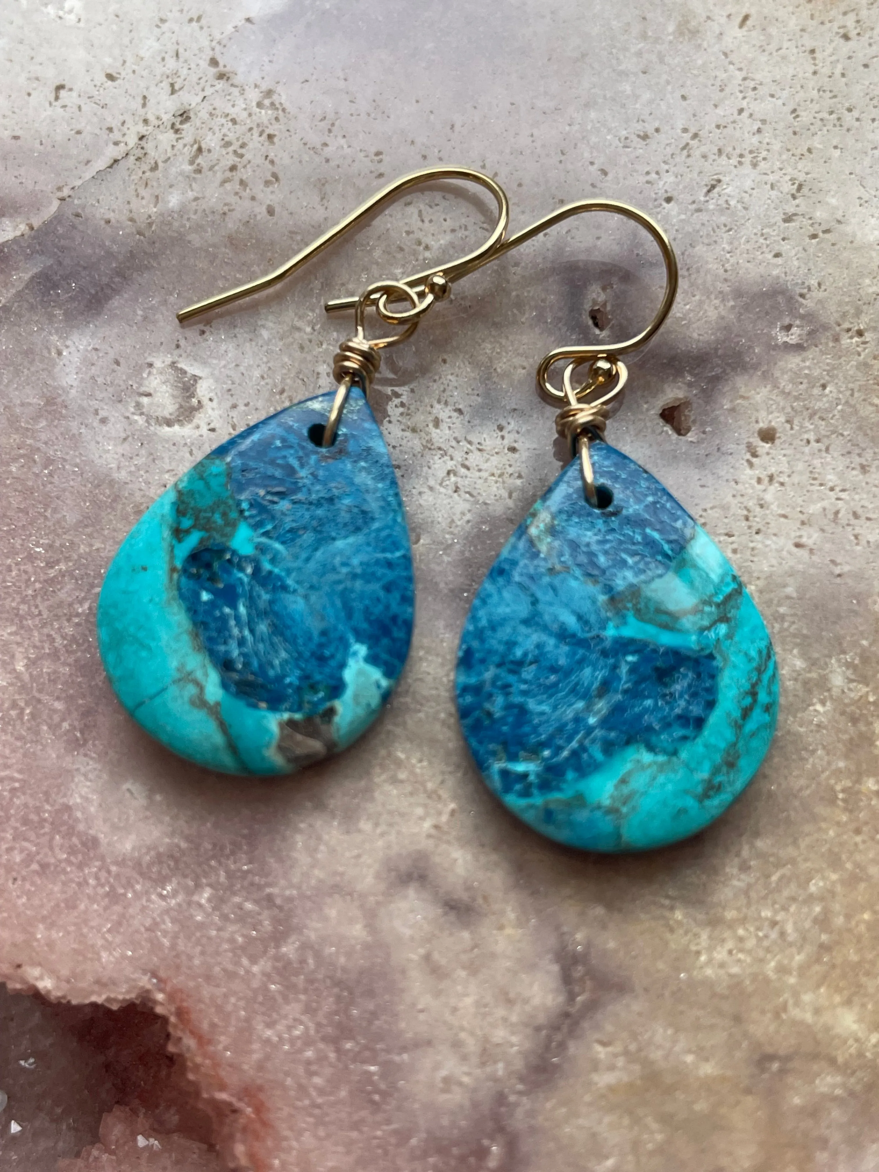 Shattuckite Earrings Gold Filled Earrings