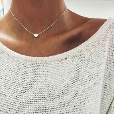 Shell Heart Imitation Pearls Necklace Women Handmade 6mm Stone Beaded Necklace For Women Jewelry Gift