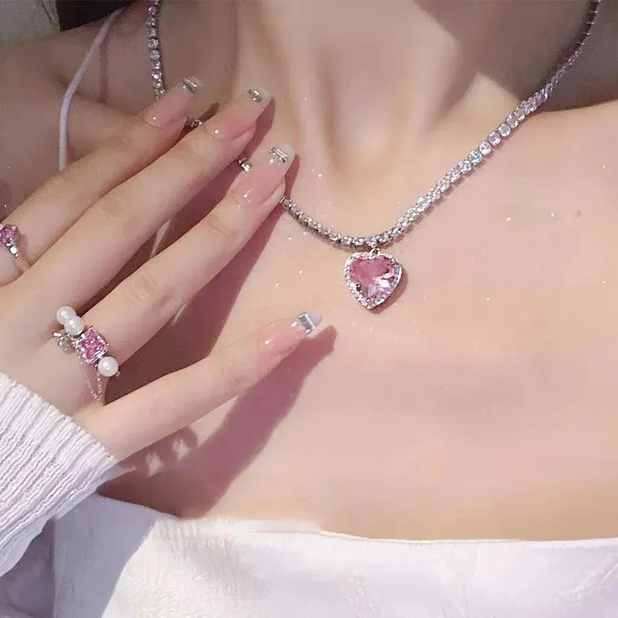 Shell Heart Imitation Pearls Necklace Women Handmade 6mm Stone Beaded Necklace For Women Jewelry Gift